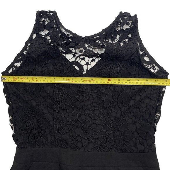 TEA & CUP‎ LOS ANGELES Women's Elegant Open Back Romper Medium Black Venice Lace - Picture 15 of 16